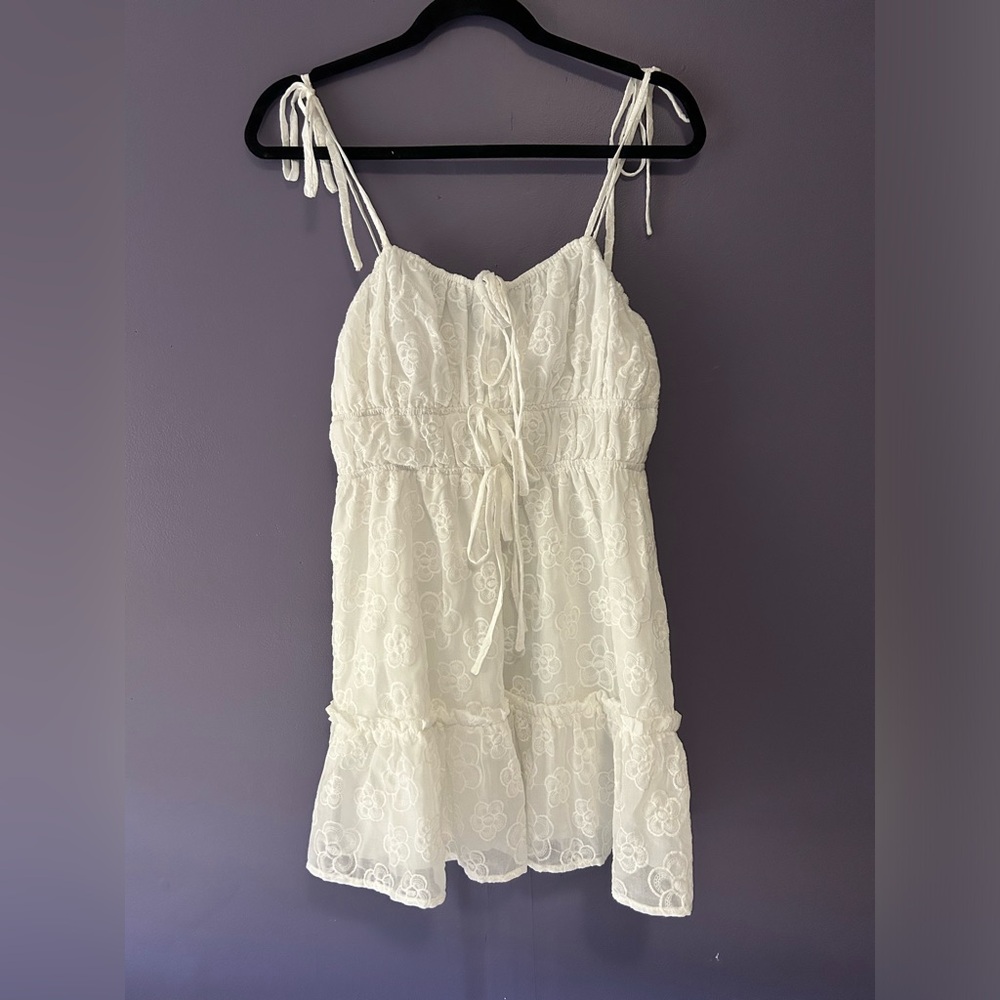 Eyelet flower embroidered dress